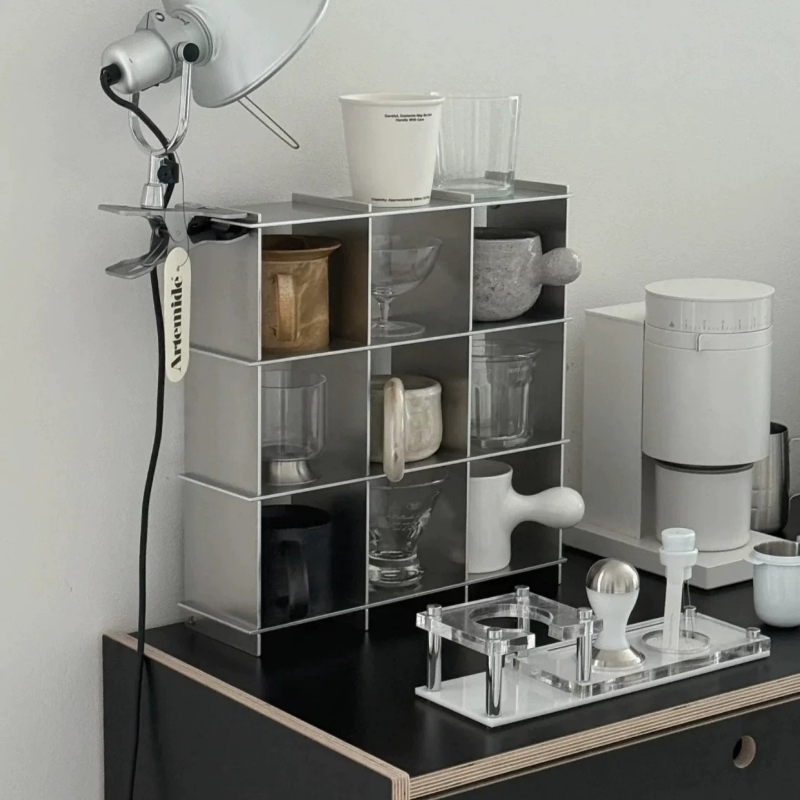 Commercial Kitchen Organiser - Estante Minimalista de Aluminio para Tazas,