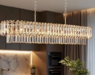 Commercial Kitchen Island - Candelabros de cristal dorados, luz de