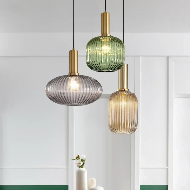 Commercial Kitchen Island - Lámpara colgante a rayas de cristal