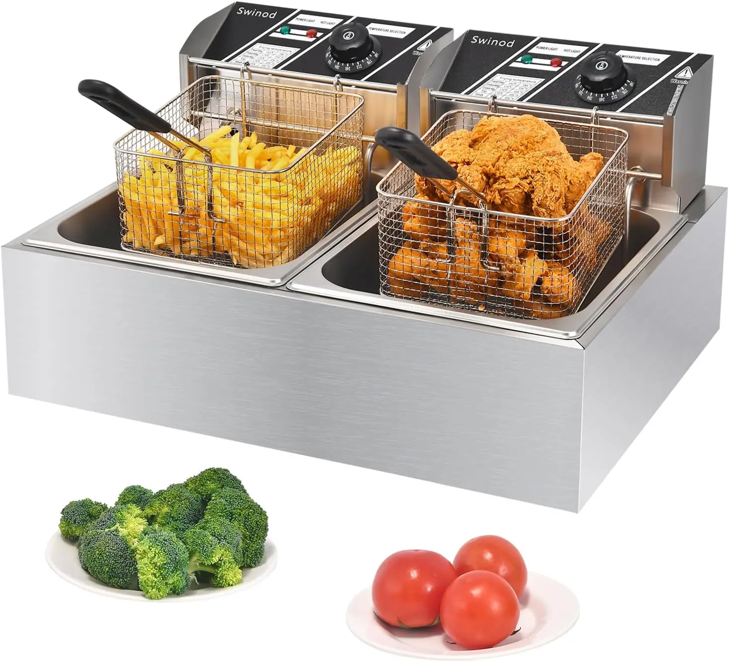 Deep Fryer Commercial - Freidora Eléctrica Comercial con Cestas, 3400W