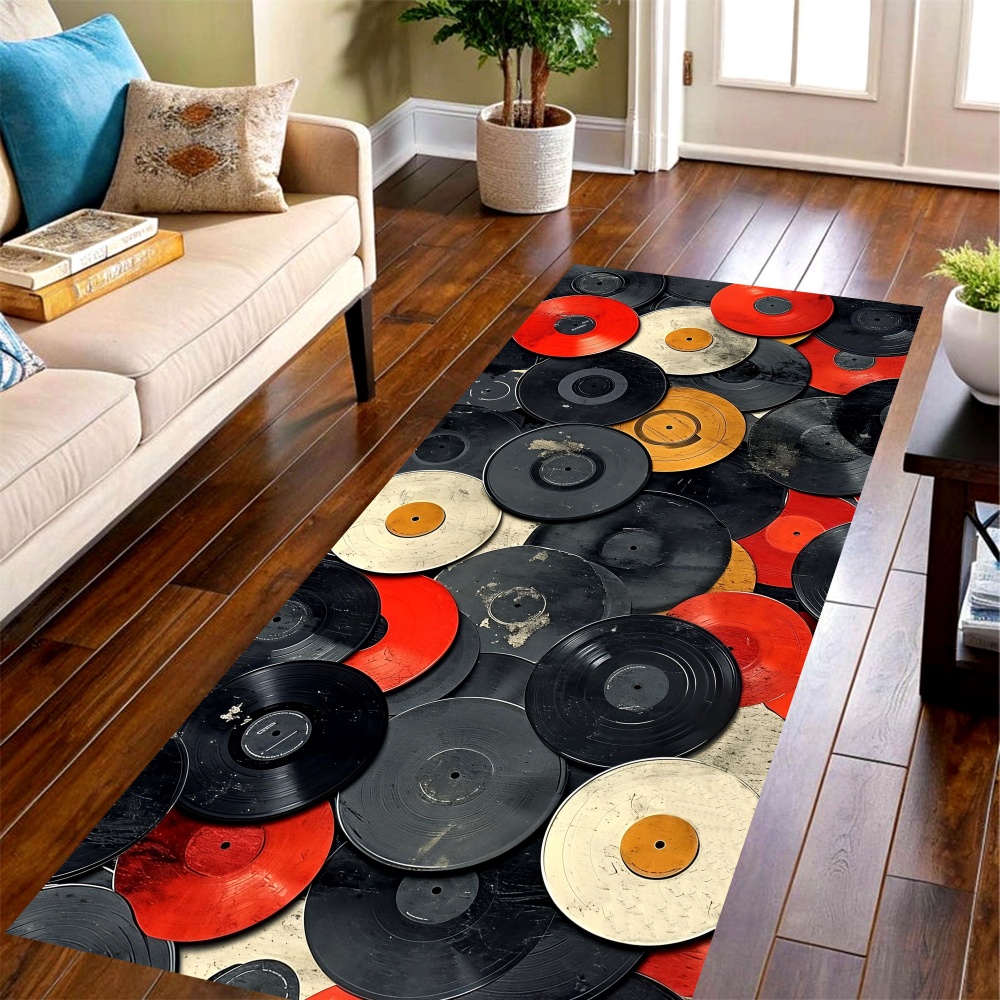 Commercial Kitchen Vinyl Flooring - Alfombra vintage con diseño de discos